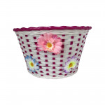 Detský plastový košík na riadidlá - bielo fialový s kvietkami